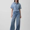 Ultramykt denim-campskjorte i oversized-modell