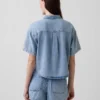 Ultramykt denim-campskjorte i oversized-modell