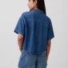 Ultramykt denim-campskjorte i oversized-modell