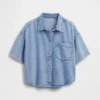 Ultramykt denim-campskjorte i oversized-modell