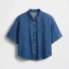 Ultramykt denim-campskjorte i oversized-modell
