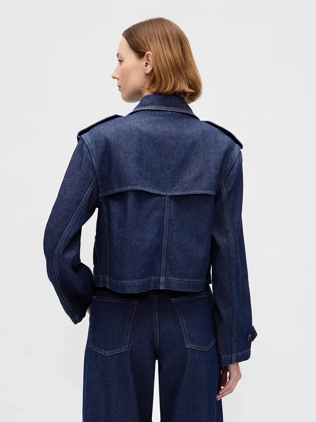 Ultramykt, kort denim-trenchjakke