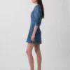 Ultramykt minikjole i denim med puffede ermer