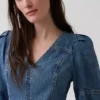 Ultramykt minikjole i denim med puffede ermer