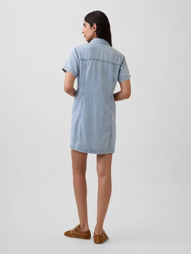 Ultramykt miniskjortekjole i denim