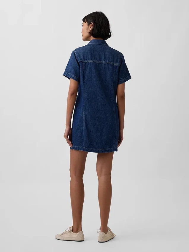 Ultramykt miniskjortekjole i denim