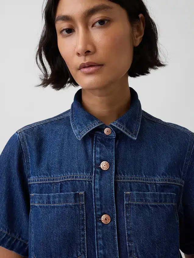 Ultramykt miniskjortekjole i denim