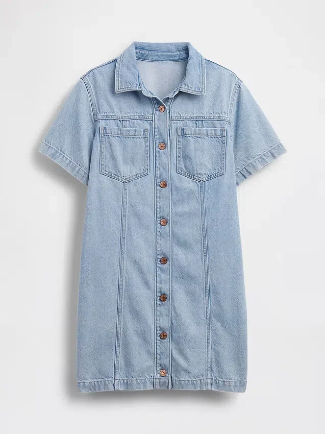 Ultramykt miniskjortekjole i denim