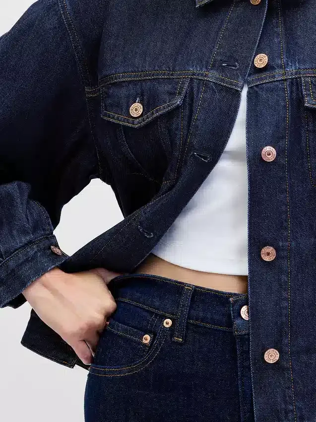 Ultramykt, oversized ikonisk denimjakke med ballongermmer