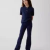 Uniformsbukser med vid ben i ponte-strikk for barn