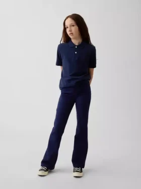 Uniformsbukser med vid ben i ponte-strikk for barn