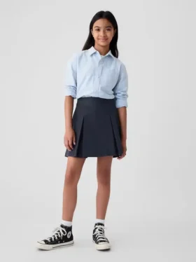 Uniformskjørt med plissering i khaki for barn