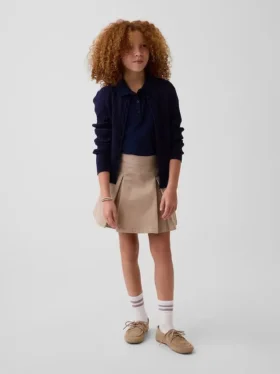 Uniformskjørt med plissering i khaki for barn