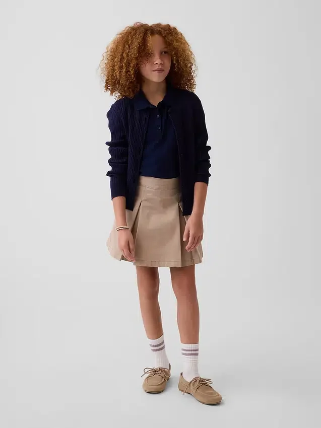 Uniformskjørt med plissering i khaki for barn