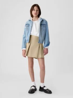 Uniformskjørt med plissering i khaki for barn