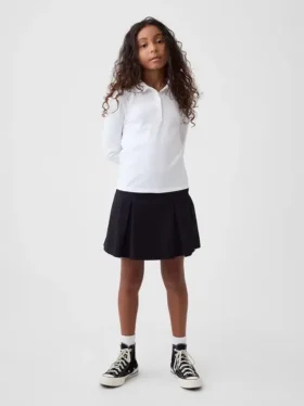 Uniformskjørt med plissering i khaki for barn