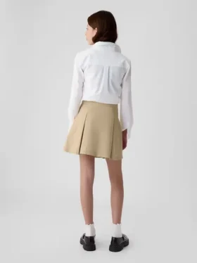 Uniformskjørt med plissering i khaki for barn
