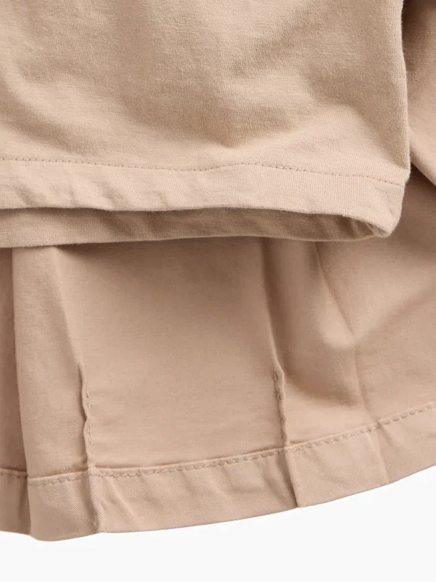 Uniformskjørt med plissering i khaki for barn