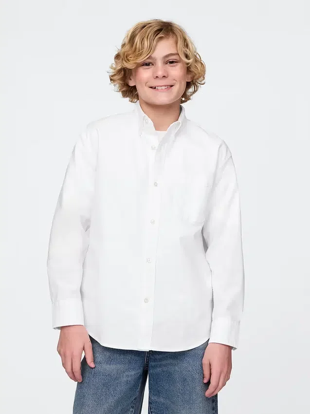 Uniformsskjorte i avslappet Oxford-stil for barn