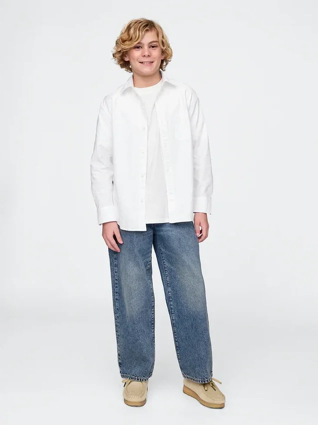 Uniformsskjorte i avslappet Oxford-stil for barn