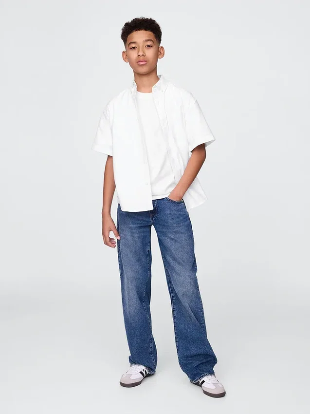Uniformsskjorte i avslappet Oxford-stil for barn