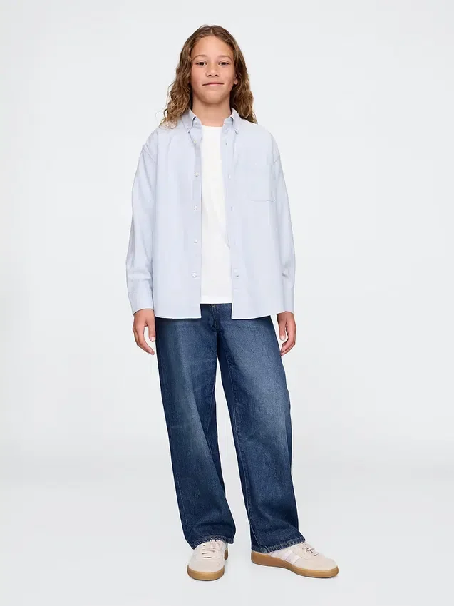 Uniformsskjorte i avslappet Oxford-stil for barn