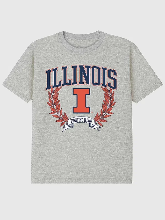 University of Illinois Laurels mørk grafisk T-skjorte