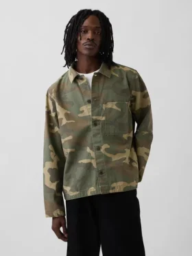 Utility-skjorte i kamuflasje-canvasdenim