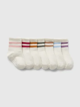 Varsity Stripe Quarter Crew-sokker for Baby og Småbarn (7-pakning)