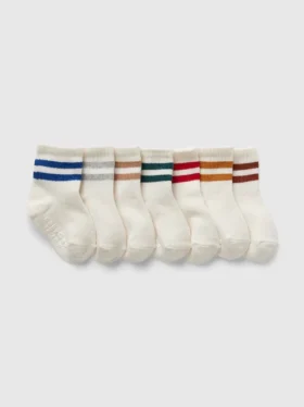 Varsity Stripe Quarter Crew-sokker for Baby og Småbarn (7-pakning)