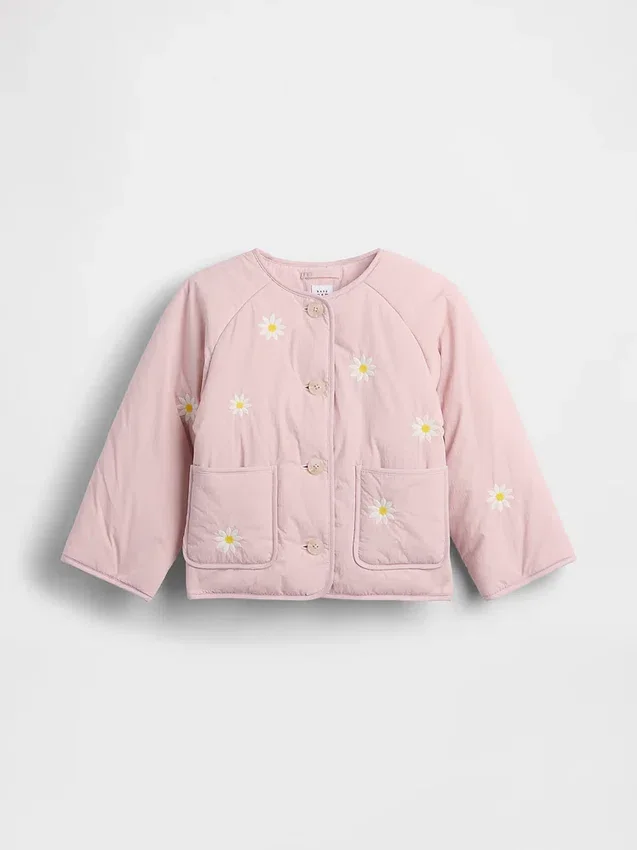 Vattert jakke med blomsterbroderi for Baby og Småbarn