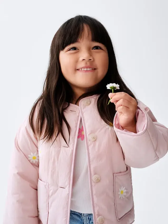 Vattert jakke med blomsterbroderi for Baby og Småbarn