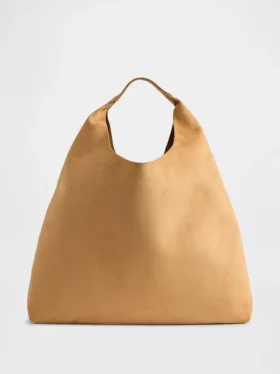 Vegansk slouchy tote-veske i semsket skinn