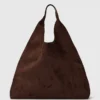 Vegansk slouchy tote-veske i semsket skinn