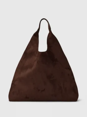 Vegansk slouchy tote-veske i semsket skinn