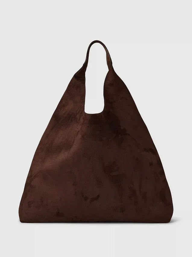 Vegansk slouchy tote-veske i semsket skinn