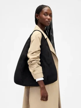 Vegansk slouchy tote-veske i semsket skinn