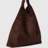 Vegansk slouchy tote-veske i semsket skinn