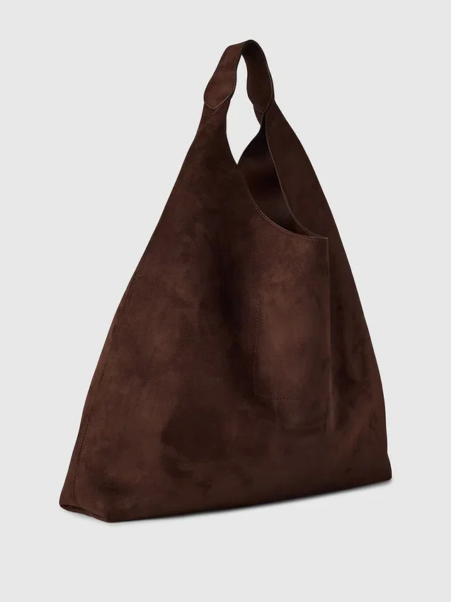 Vegansk slouchy tote-veske i semsket skinn