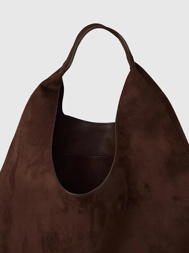 Vegansk slouchy tote-veske i semsket skinn