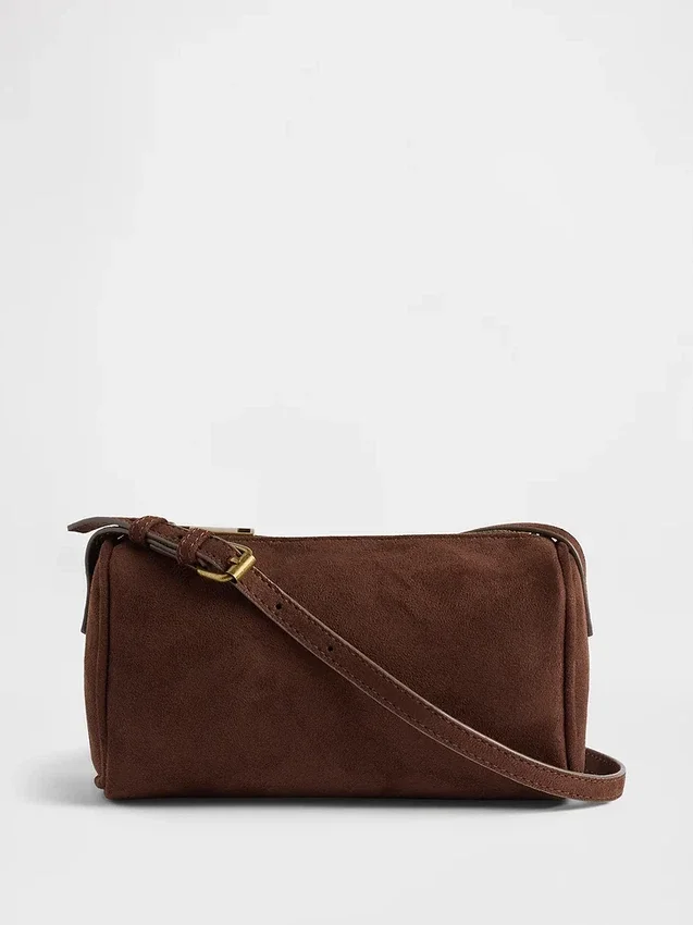 Vegansk suede-veske i tønneform