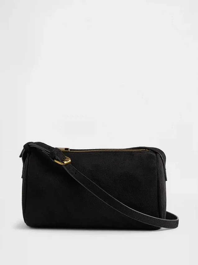 Vegansk suede-veske i tønneform