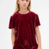 Velour-peplum-top for barn