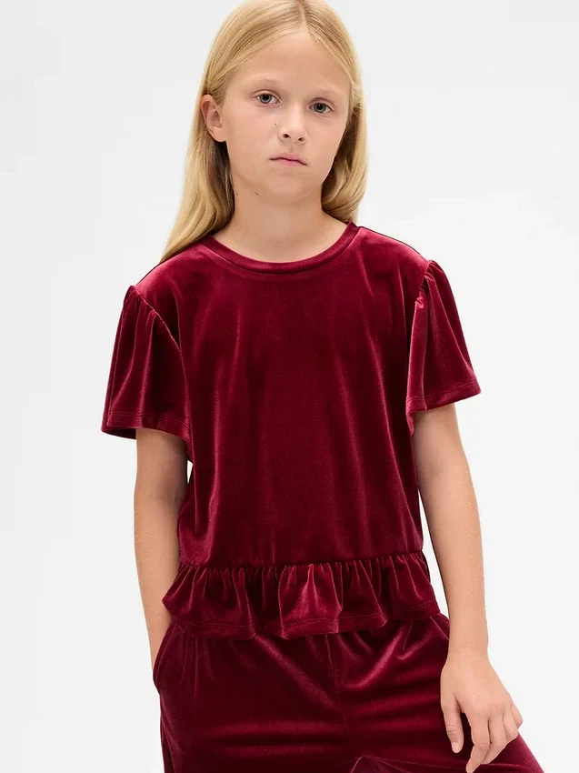 Velour-peplum-top for barn