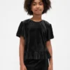 Velour-peplum-top for barn