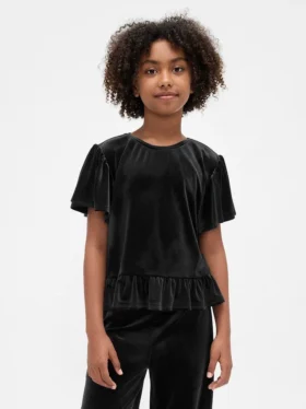 Velour-peplum-top for barn