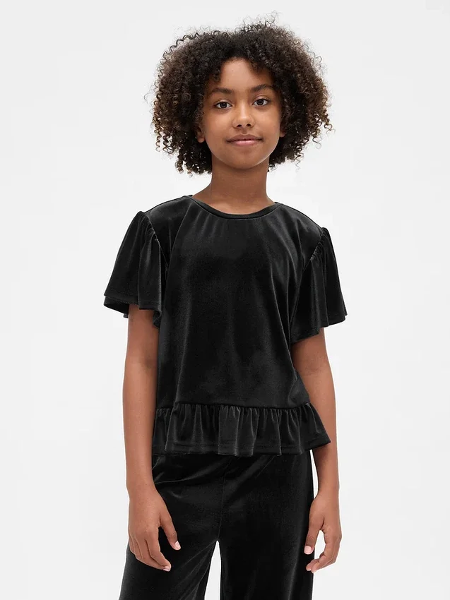 Velour-peplum-top for barn