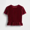 Velour-peplum-top for barn