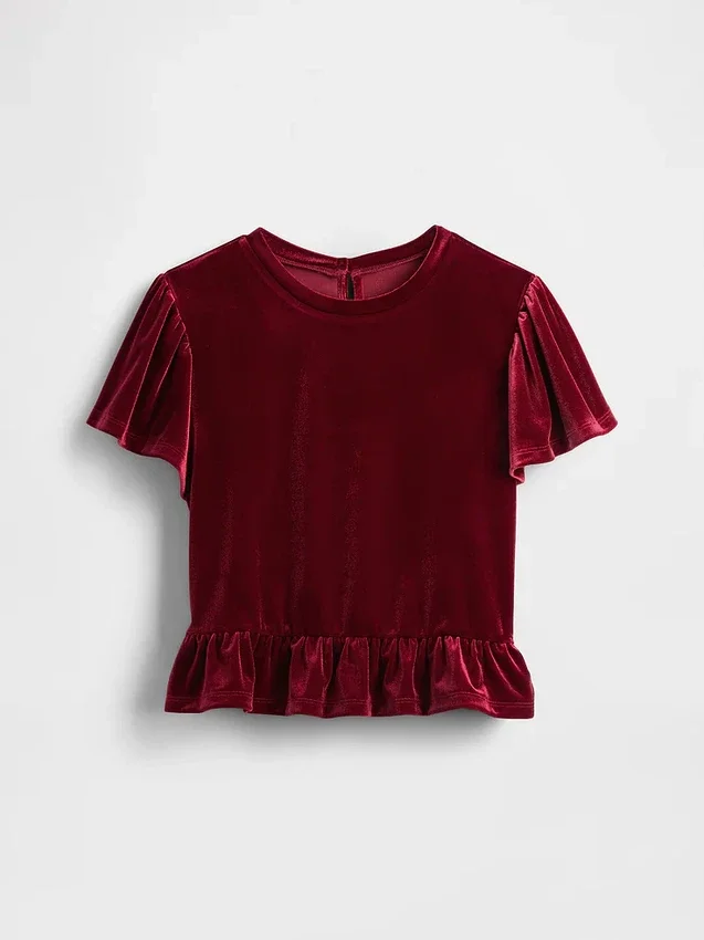 Velour-peplum-top for barn