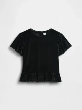 Velour-peplum-top for barn